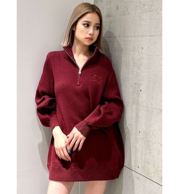 GYDA「Symmetry GYDAハーフZIPミニワンピース」|ワンピース|ボルドー