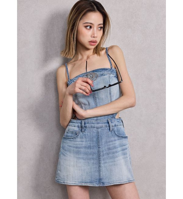 GYDA「GD MOLD SIDE OPENスカートライクデニムワンピース」|ワンピース|アイスブルー