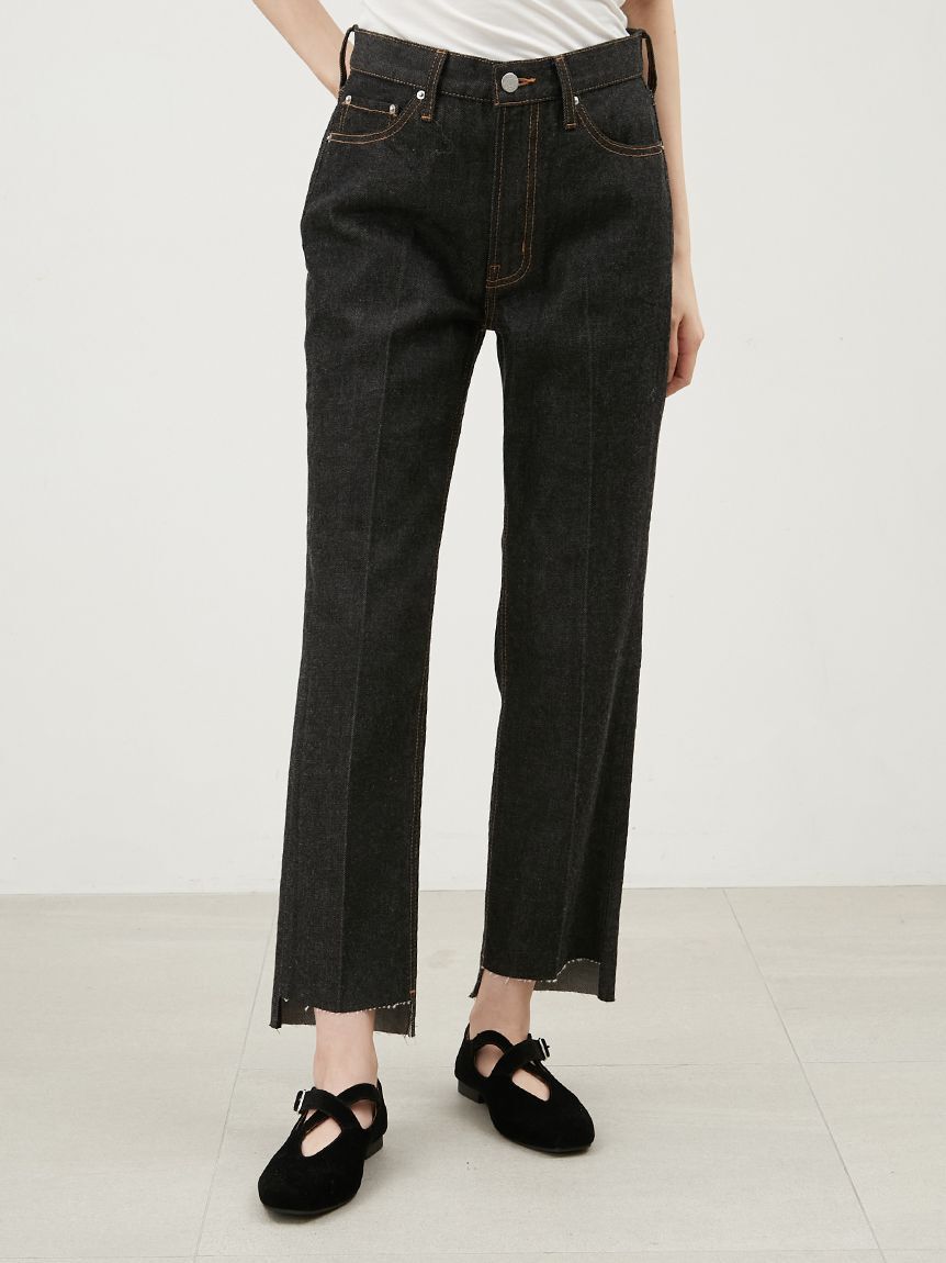 Mila Owen「裾段差テーパードデニムパンツ」|デニム|