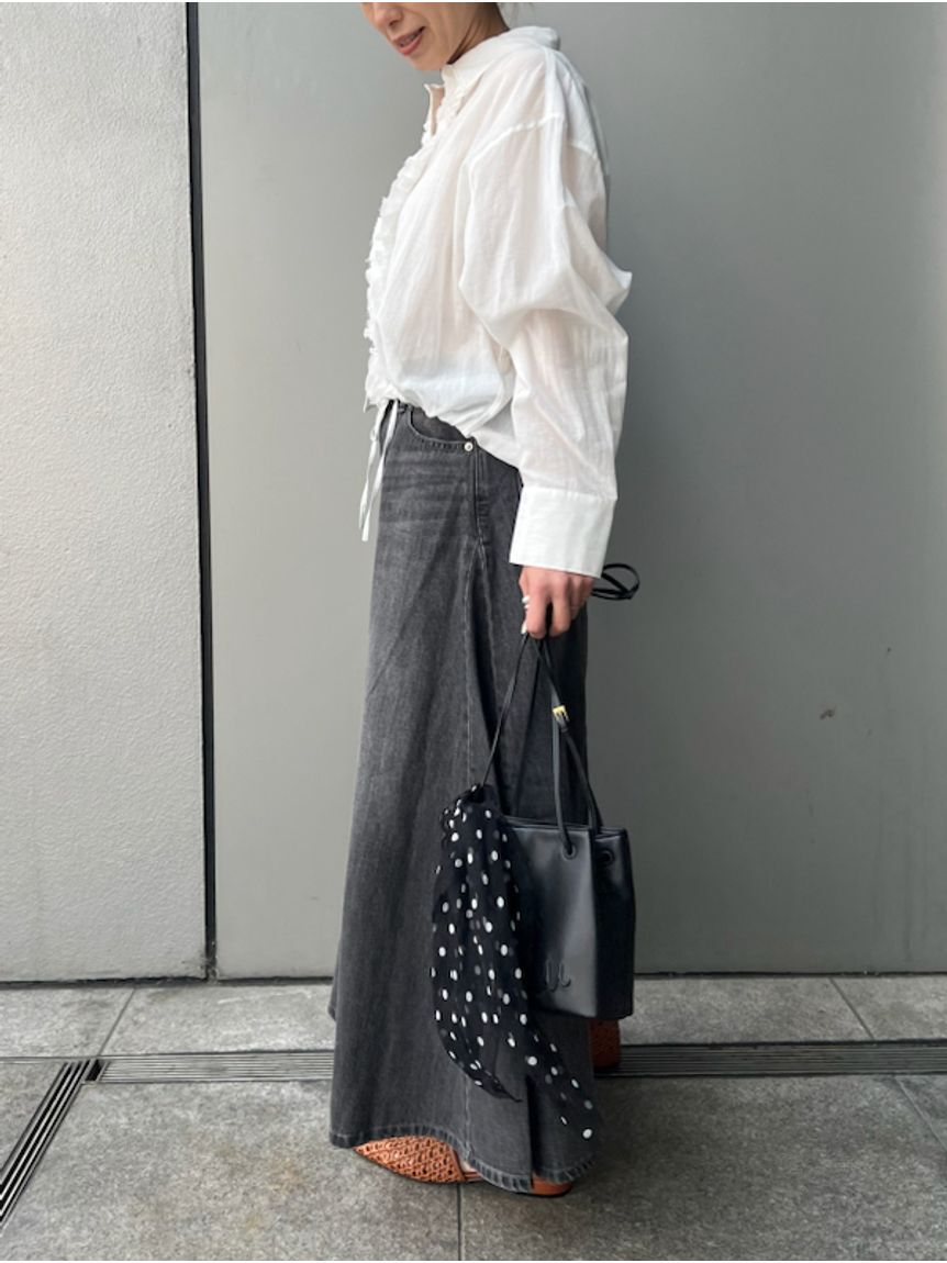 Mila Owen「後ろゴムマチデザインフレアデニムスカート【ウォッシャブル】」|スカート|