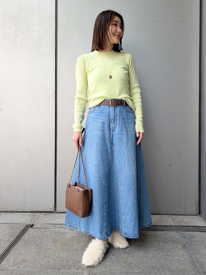 Mila Owen「後ろゴムマチデザインフレアデニムスカート【ウォッシャブル】」|スカート|