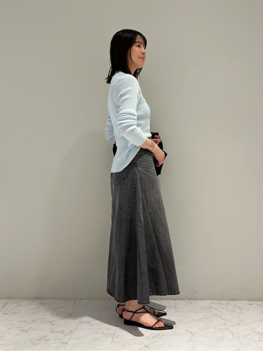 Mila Owen「後ろゴムマチデザインフレアデニムスカート【ウォッシャブル】」|スカート|