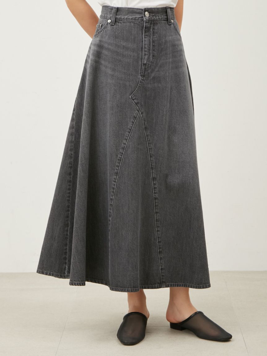 Mila Owen「後ろゴムマチデザインフレアデニムスカート【ウォッシャブル】」|スカート|