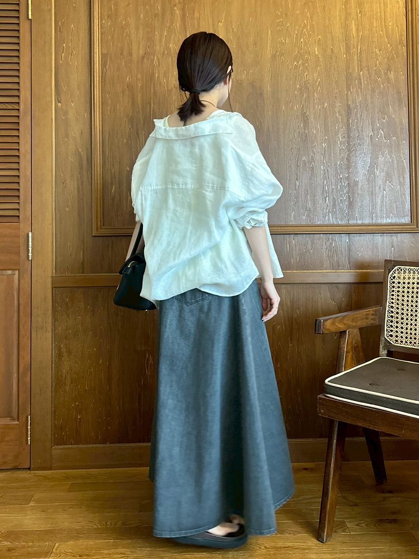 Mila Owen「後ろゴムマチデザインフレアデニムスカート【ウォッシャブル】」|スカート|