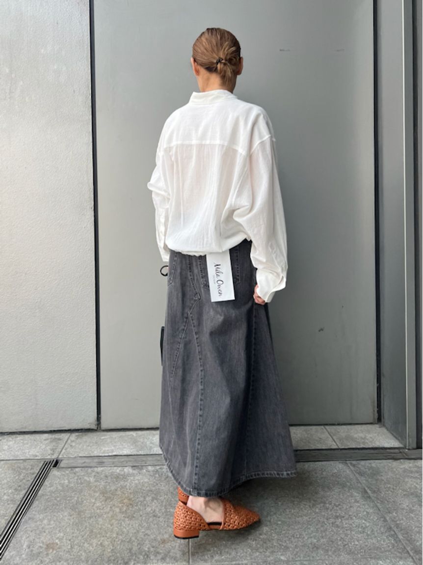 Mila Owen「後ろゴムマチデザインフレアデニムスカート【ウォッシャブル】」|スカート|