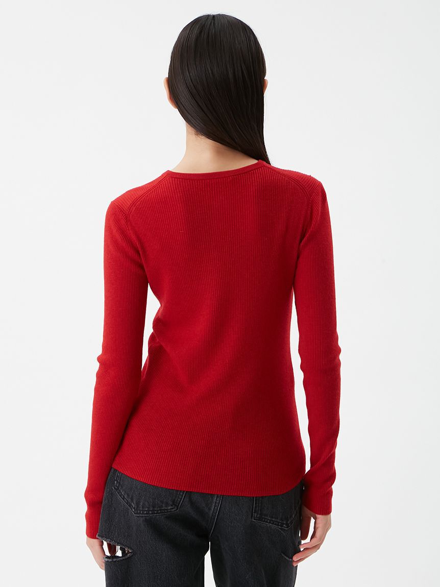 Mila Owen「ベロアヘンリーネックリブニット」|ニット・セーター|