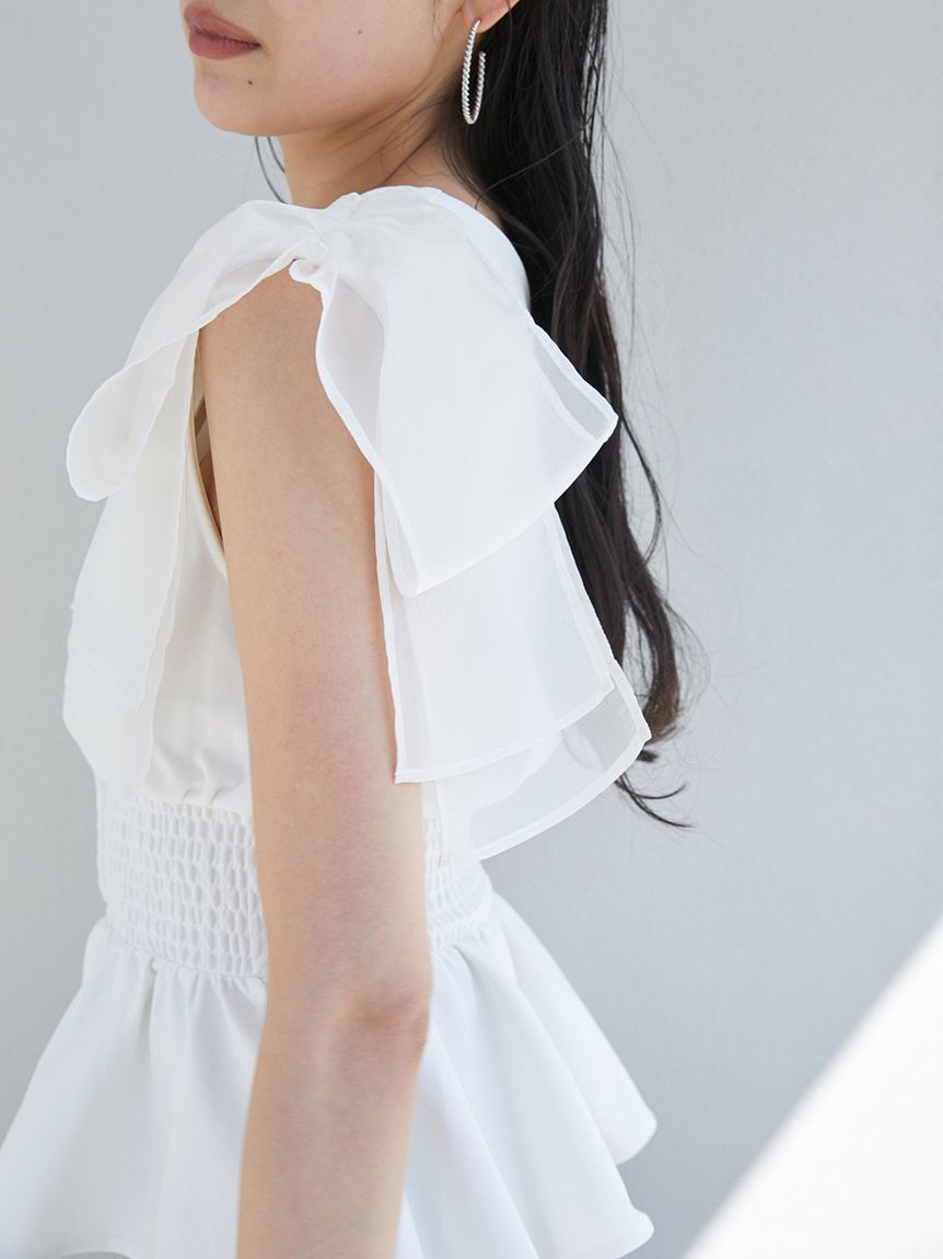 SNIDEL「ウエストシャーリングリボンカットプルオーバー」|Tシャツ・カットソー|