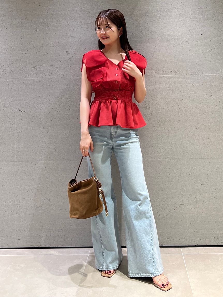 SNIDEL「ウエストシャーリングリボンカットプルオーバー」|Tシャツ・カットソー|