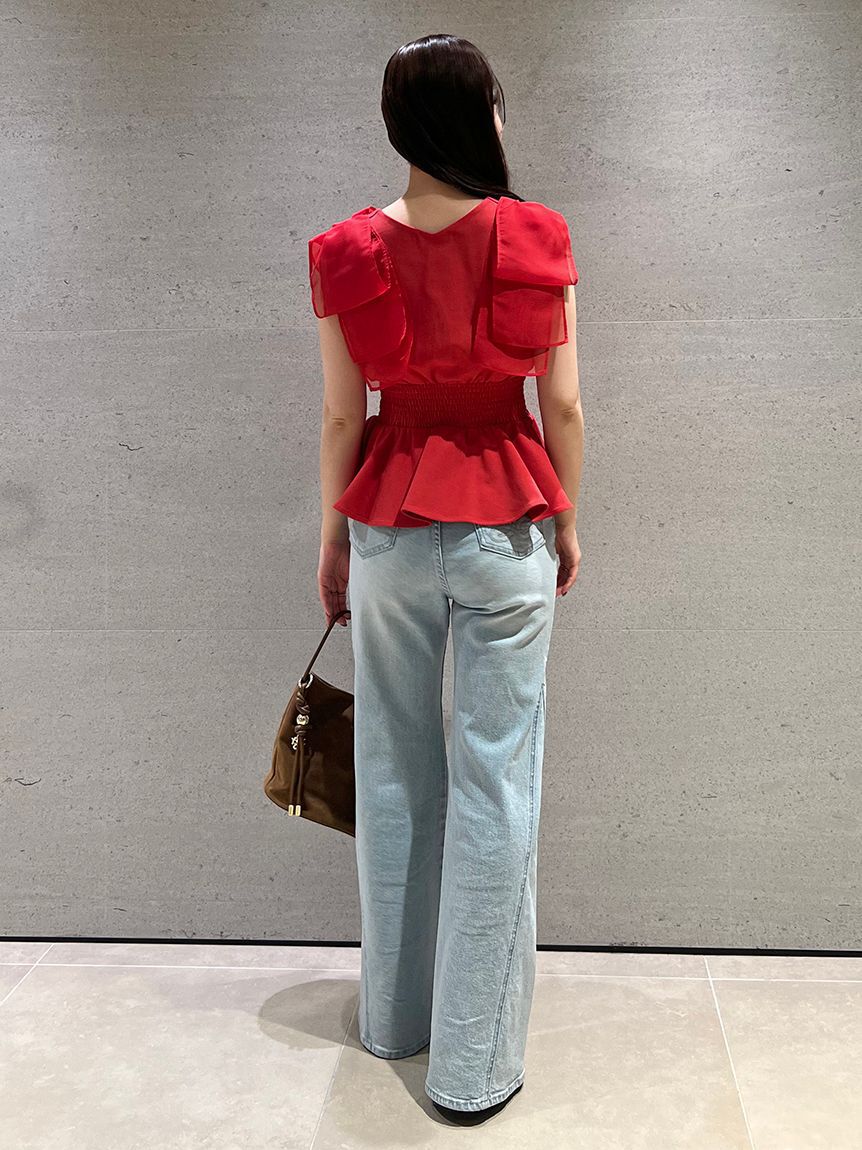 SNIDEL「ウエストシャーリングリボンカットプルオーバー」|Tシャツ・カットソー|