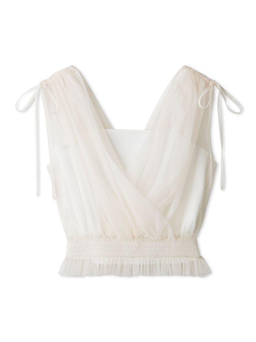 SNIDEL「チュールレイヤードカシュクールカットプルオーバー」|Tシャツ・カットソー|