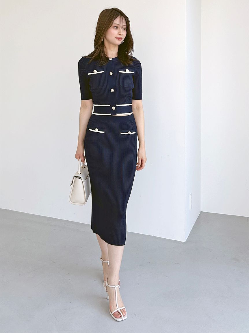 SNIDEL「メタルボタンニットセットアップ」|ワンピース|NVY