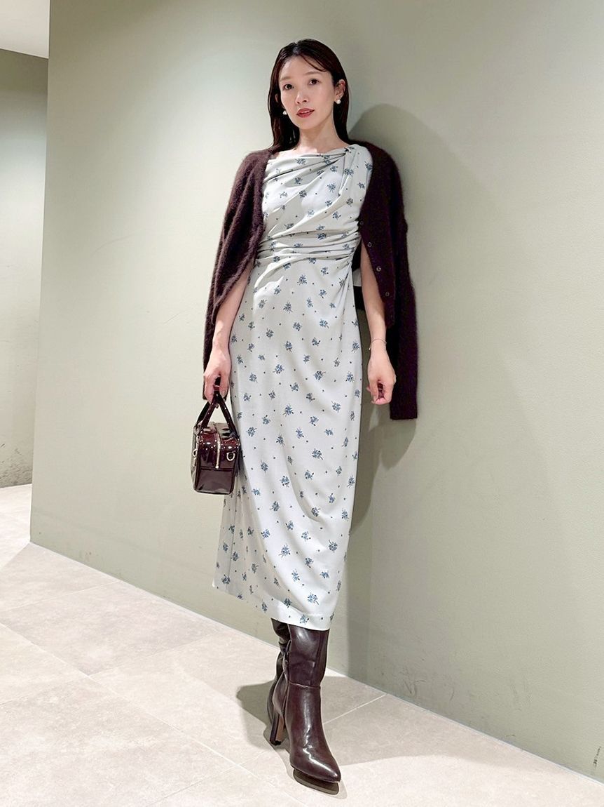 SNIDEL「フラワープリントドレープワンピース」|ワンピース|GRY