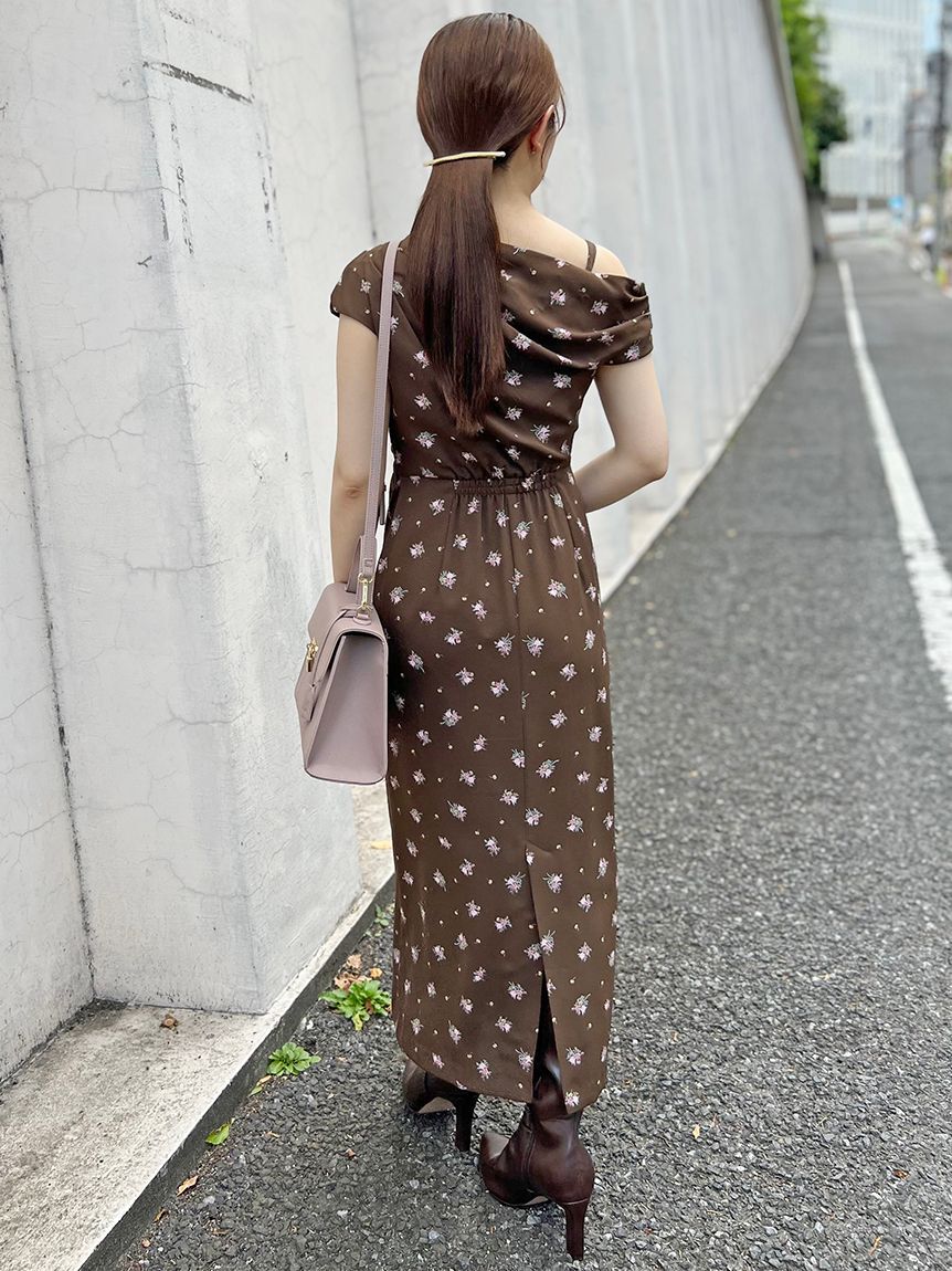 SNIDEL「フラワープリントドレープワンピース」|ワンピース|