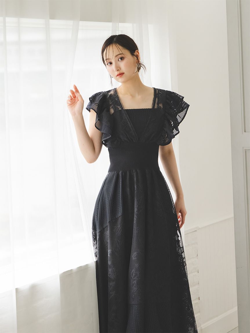 SNIDEL「ウエストリブレースドレス」|ドレス|