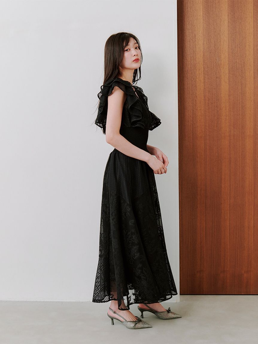 SNIDEL「ウエストリブレースドレス」|ドレス|