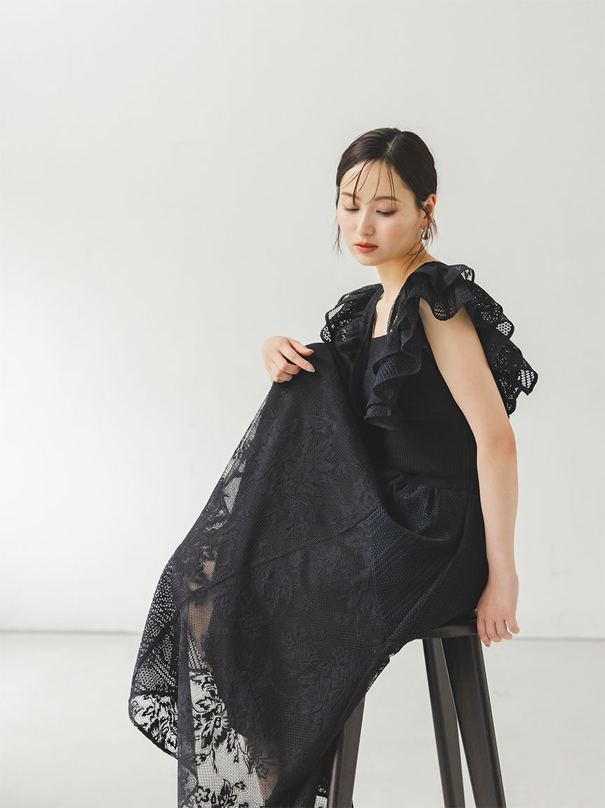 SNIDEL「ウエストリブレースドレス」|ドレス|