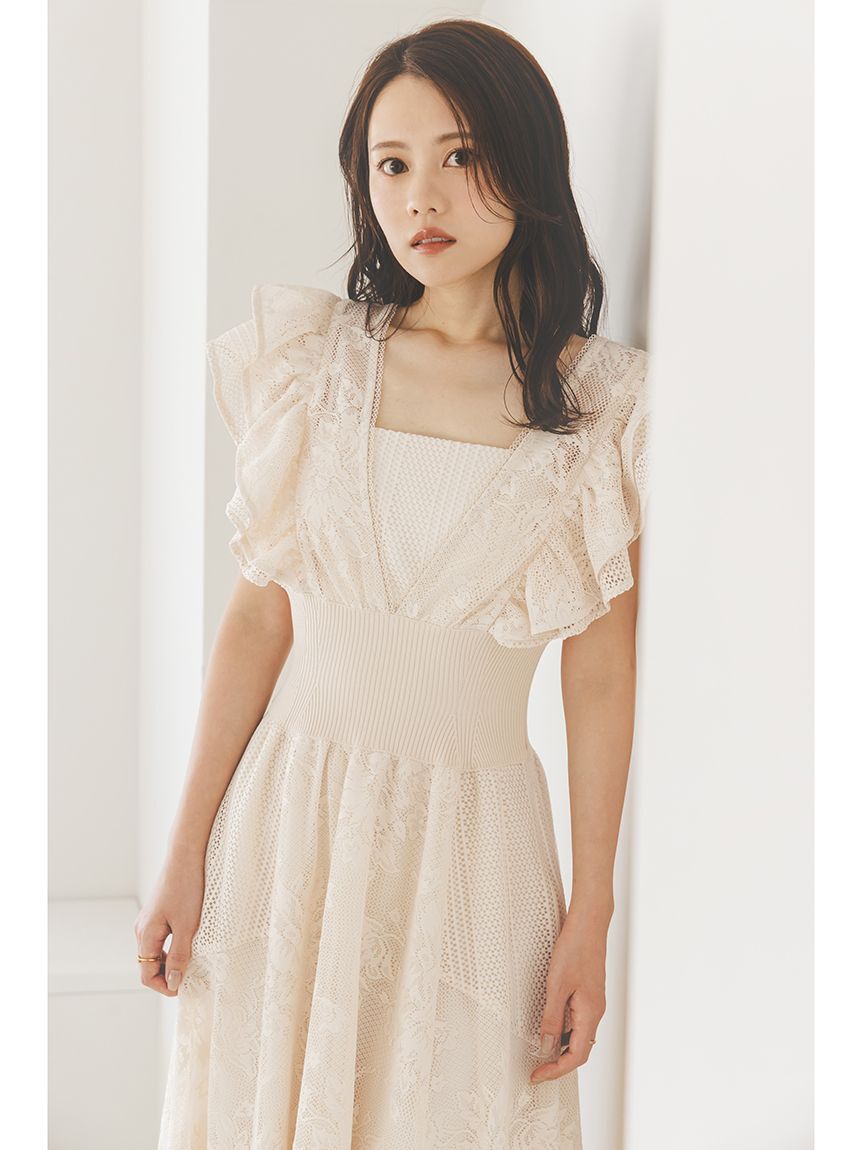 SNIDEL「ウエストリブレースドレス」|ドレス|