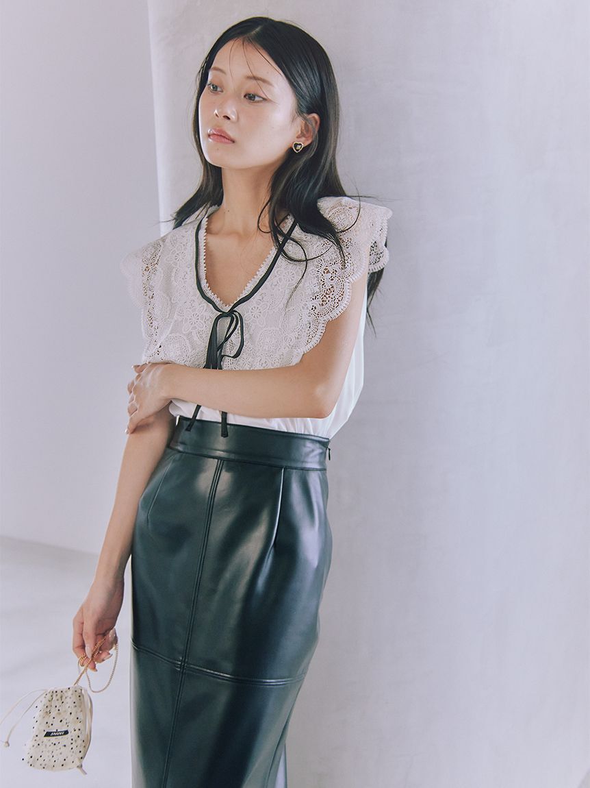 SNIDEL「ストレッチレザータイトスカート」|スカート|