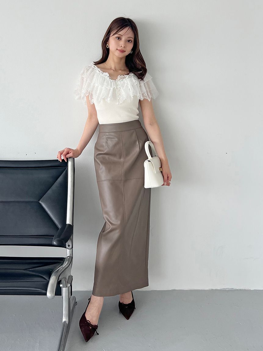 SNIDEL「ストレッチレザータイトスカート」|スカート|MOC