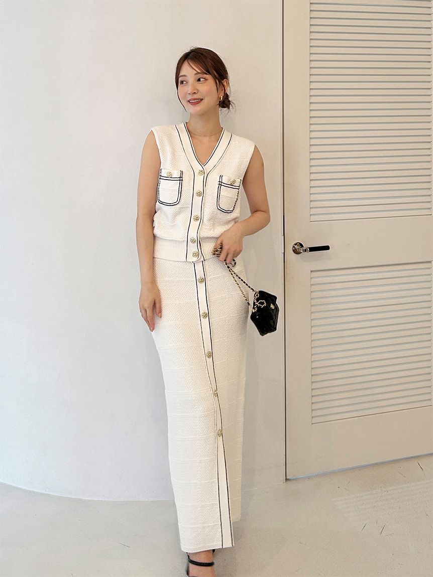 SNIDEL「Sustainableストラクチャーニットスカート」|スカート|WHT