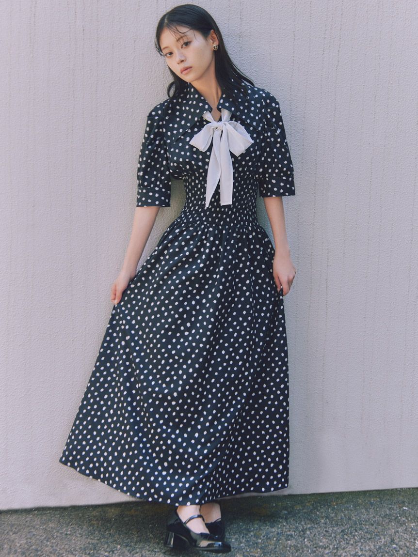 SNIDEL「ドットボウタイシャツワンピース」|ワンピース|