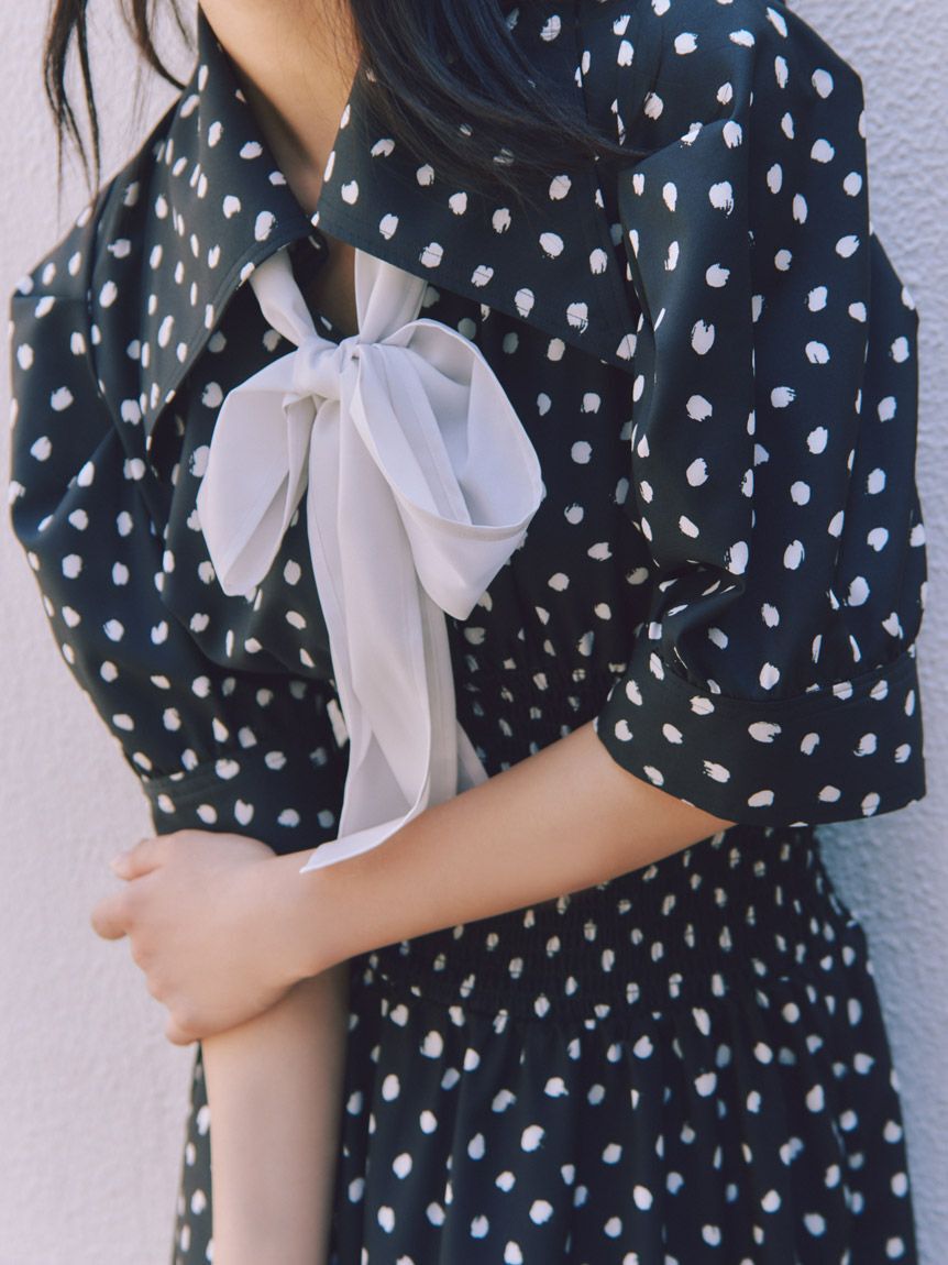 SNIDEL「ドットボウタイシャツワンピース」|ワンピース|