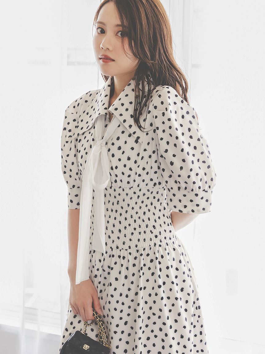 SNIDEL「ドットボウタイシャツワンピース」|ワンピース|