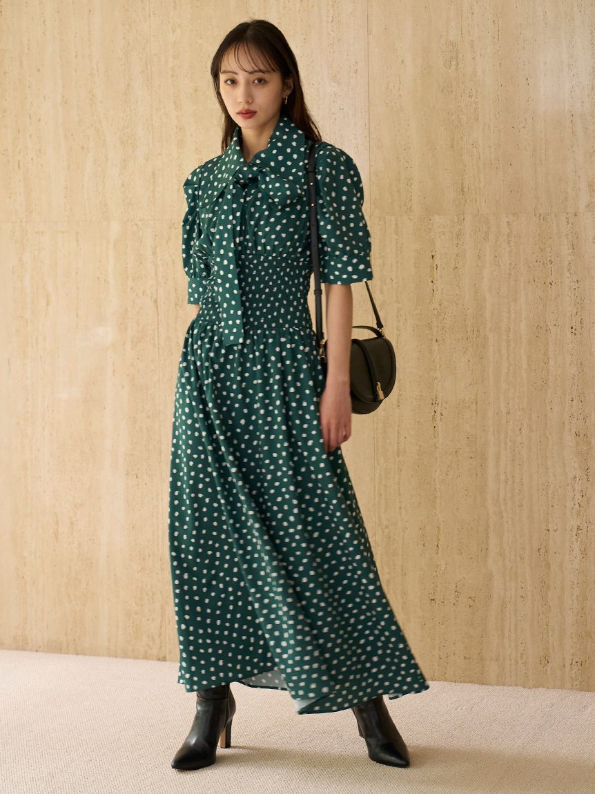 SNIDEL「ドットボウタイシャツワンピース」|ワンピース|GRN