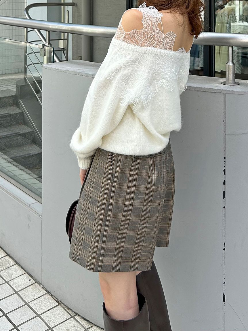 SNIDEL「レーストリミングニットプルオーバー」|ニット・セーター|