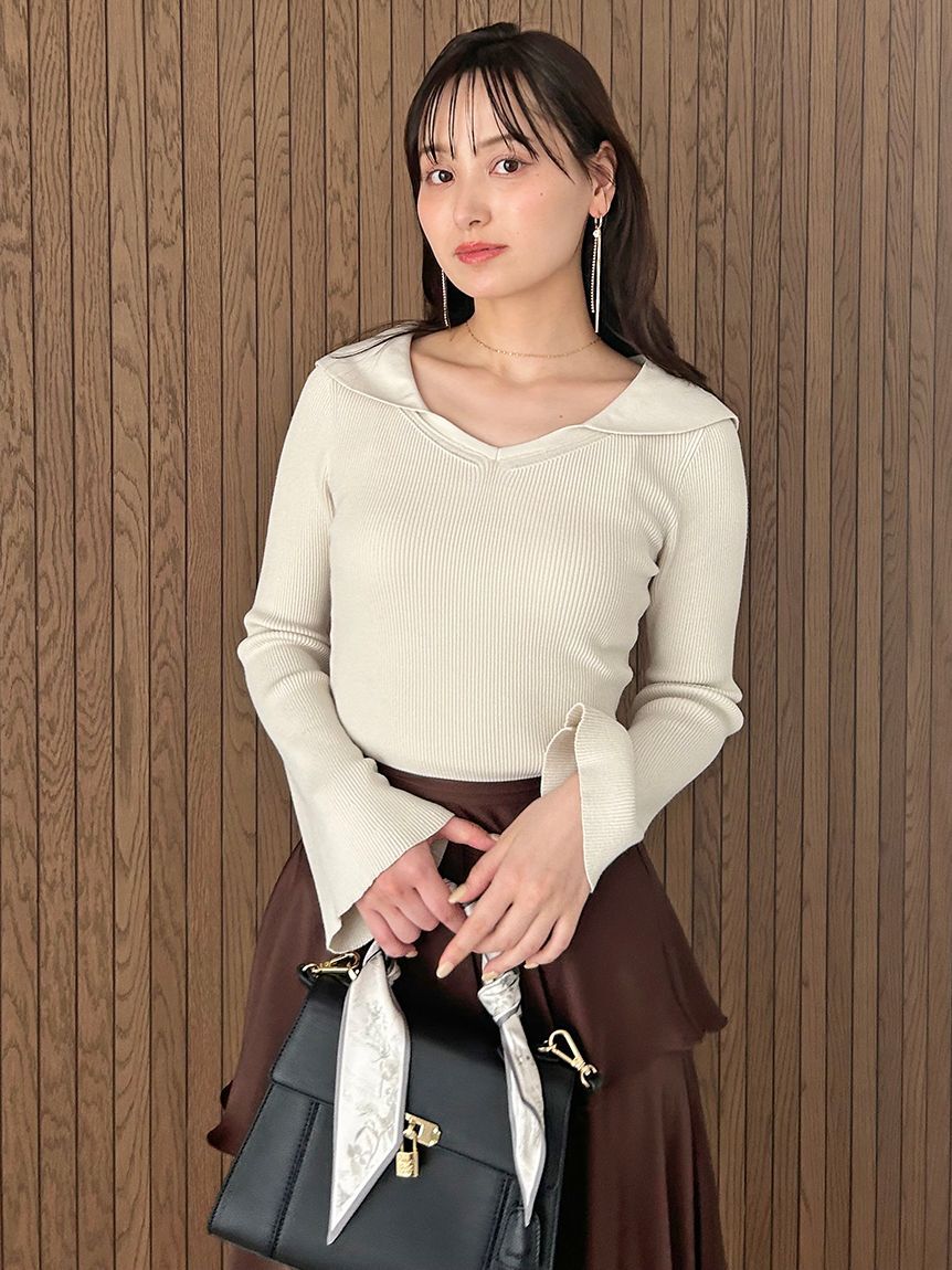 SNIDEL「オフショル衿ニットプルオーバー」|ニット・セーター|