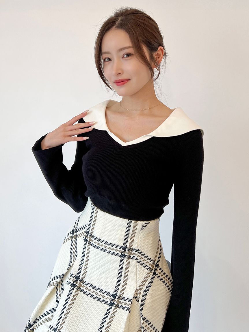 SNIDEL「オフショル衿ニットプルオーバー」|ニット・セーター|BLK