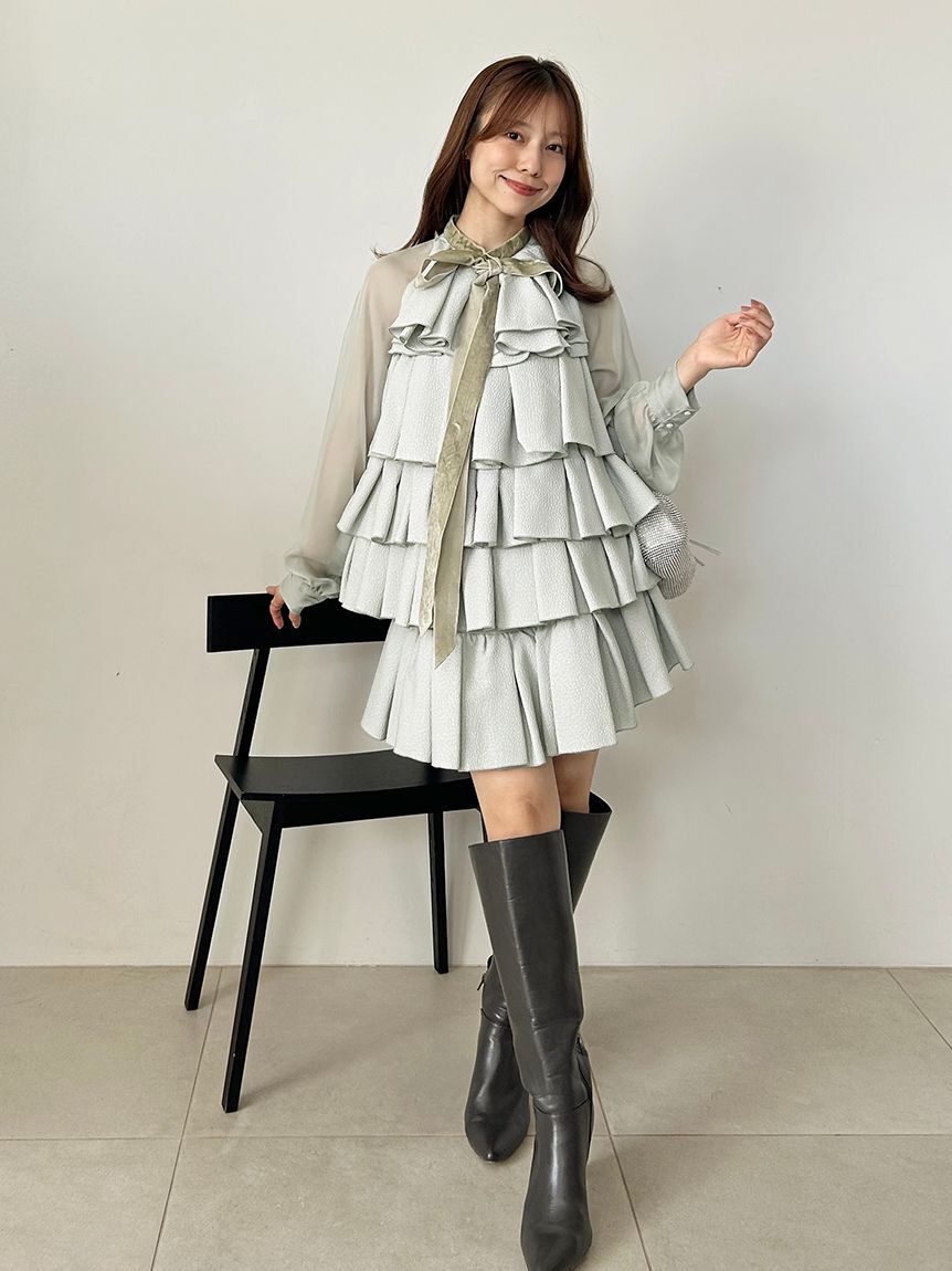 SNIDEL「ティアードラッフルミニドレス」|ワンピース|