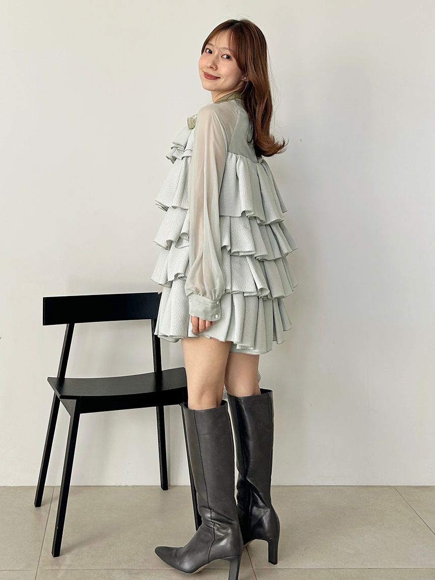 SNIDEL「ティアードラッフルミニドレス」|ワンピース|