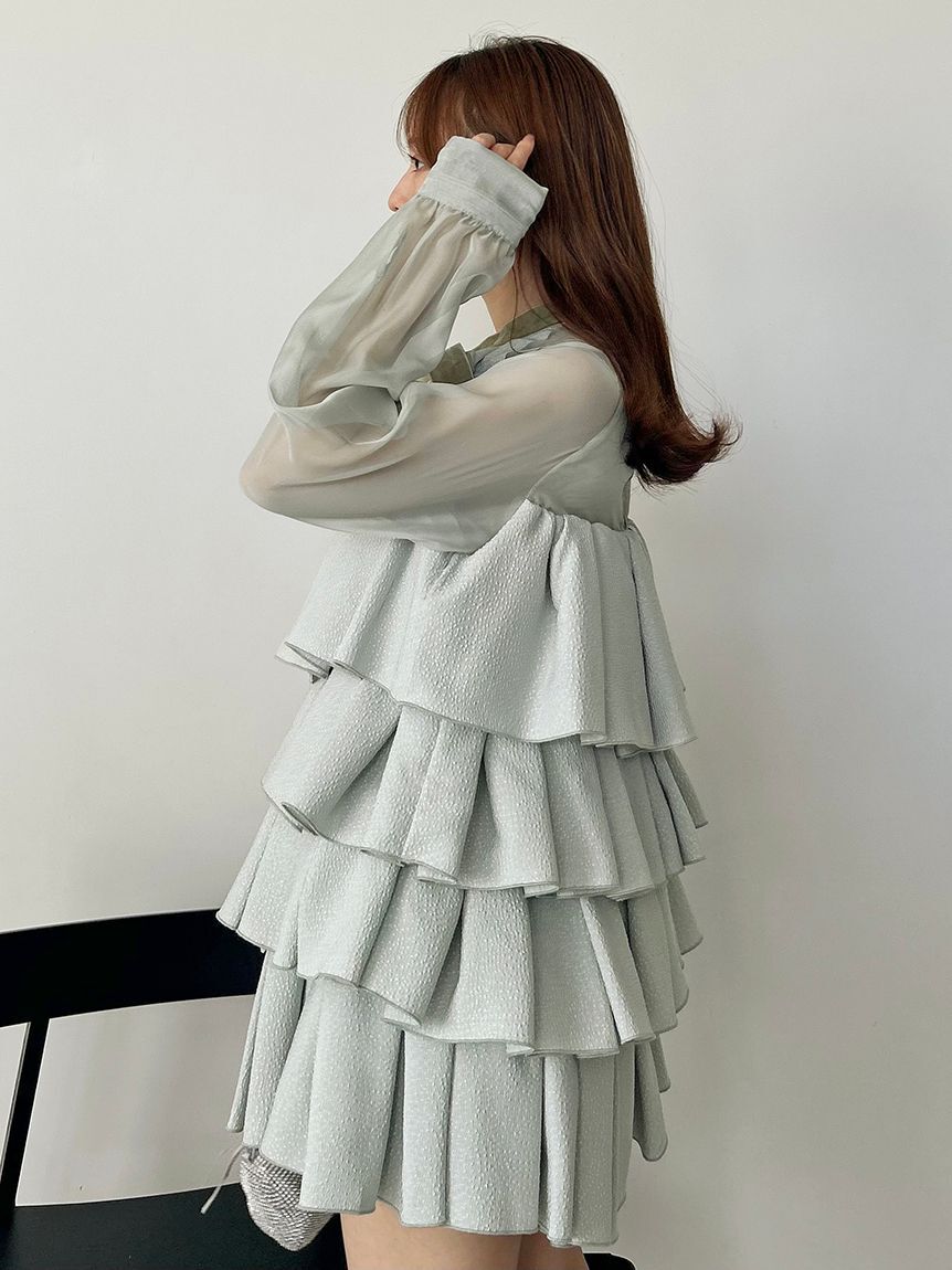 SNIDEL「ティアードラッフルミニドレス」|ワンピース|