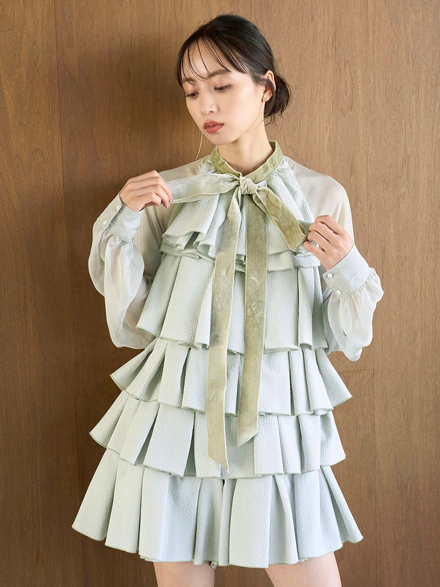 SNIDEL「ティアードラッフルミニドレス」|ワンピース|