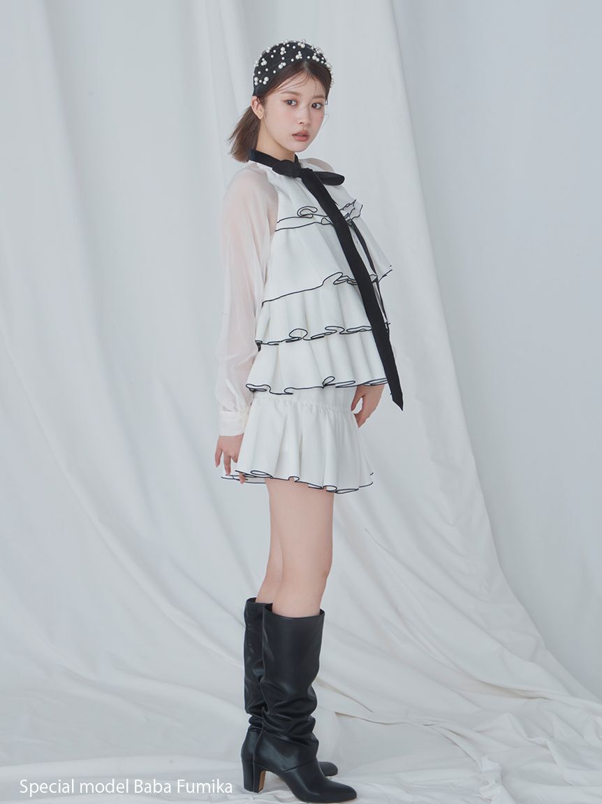 SNIDEL「ティアードラッフルミニドレス」|ワンピース|