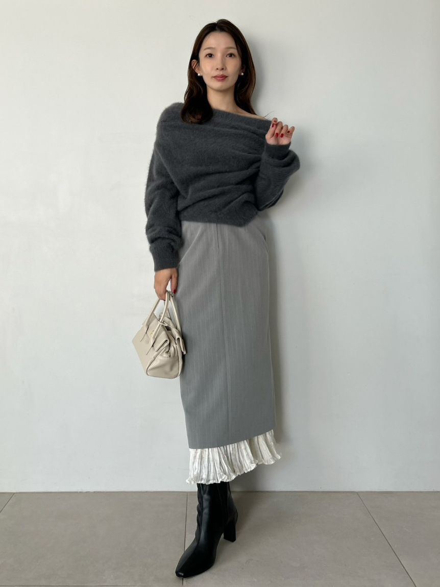 SNIDEL「プリーツドッキングナロースカート」|スカート|STRIPE