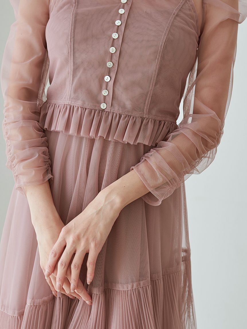 SNIDEL「Sustainableティアードチュールドレス」|ワンピース|