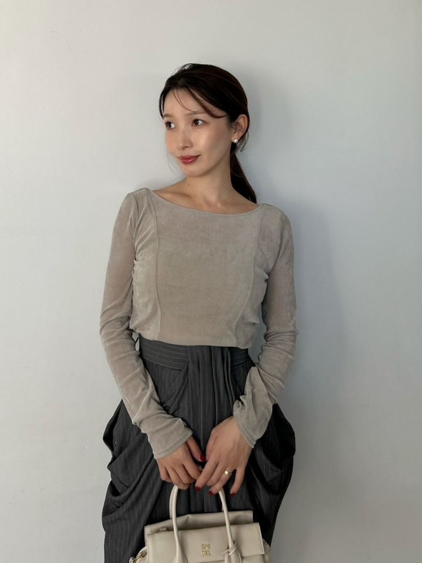 SNIDEL「カップインベロアカットソー」|Tシャツ・カットソー|BEG