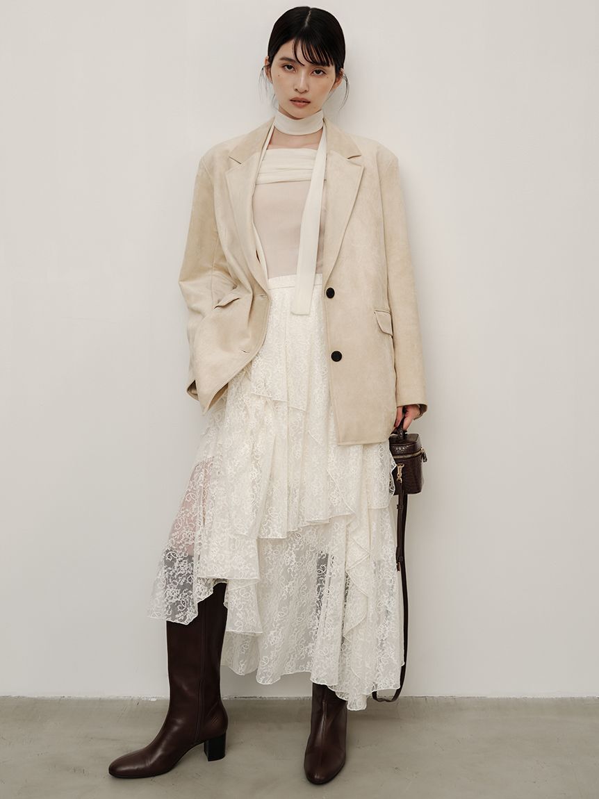 FRAY I.D「オフショルフロッキーチュールトップス」|Tシャツ・カットソー|