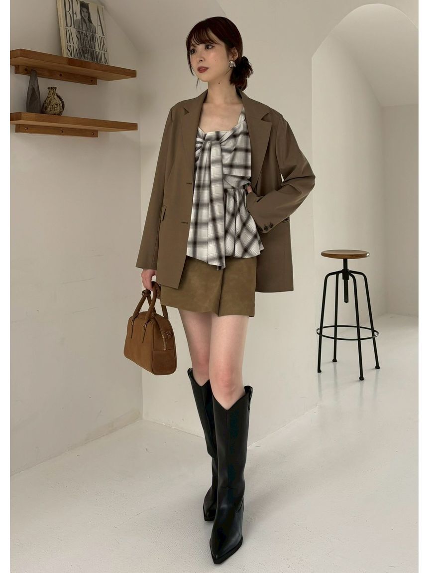 FRAY I.D「レザーライクアシメタックミニスカート」|スカート|