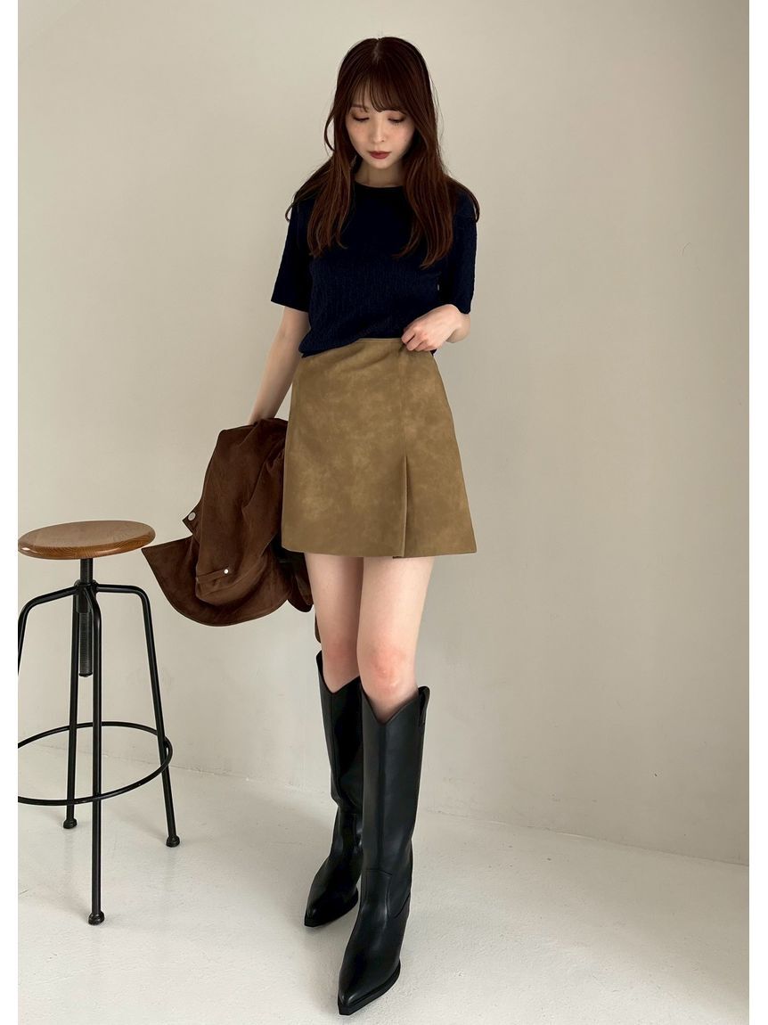 FRAY I.D「レザーライクアシメタックミニスカート」|スカート|