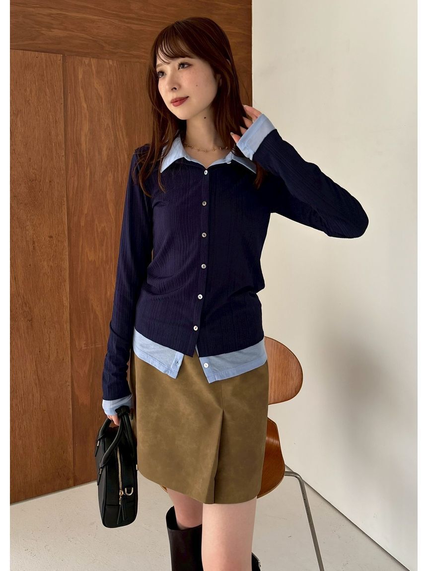 FRAY I.D「レザーライクアシメタックミニスカート」|スカート|