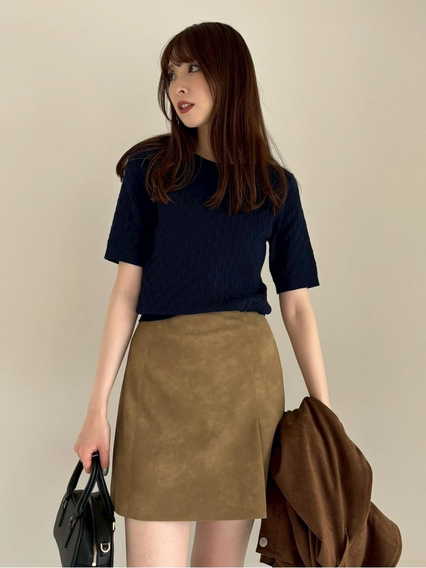 FRAY I.D「レザーライクアシメタックミニスカート」|スカート|BEG