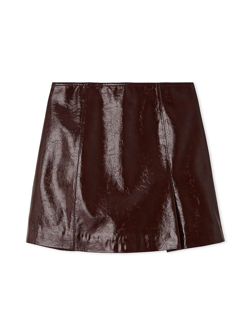FRAY I.D「レザーライクアシメタックミニスカート」|スカート|RED