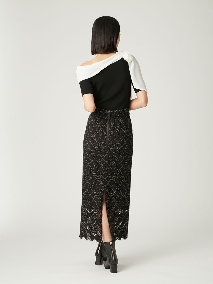 FRAY I.D「コードバイカラーレースタイトスカート」|スカート|