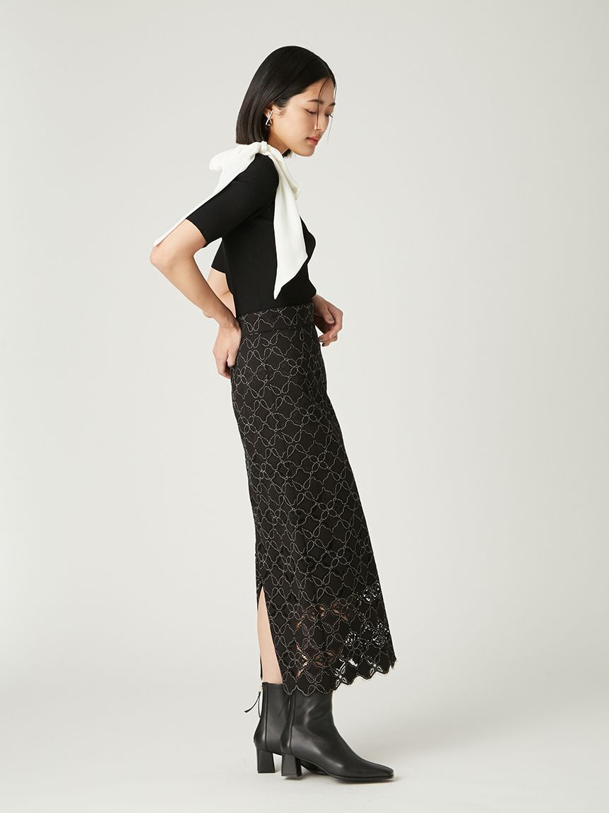 FRAY I.D「コードバイカラーレースタイトスカート」|スカート|