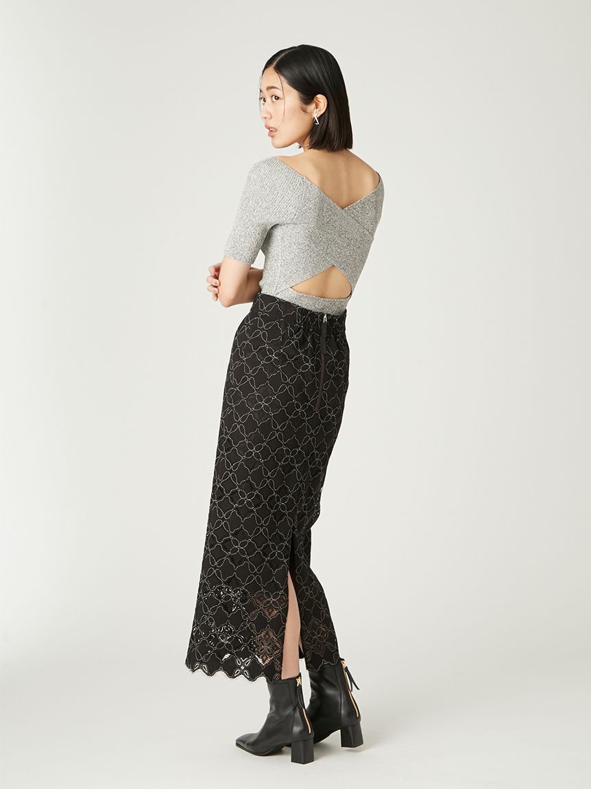 FRAY I.D「コードバイカラーレースタイトスカート」|スカート|