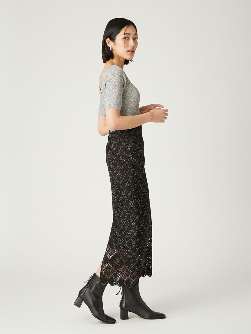 FRAY I.D「コードバイカラーレースタイトスカート」|スカート|