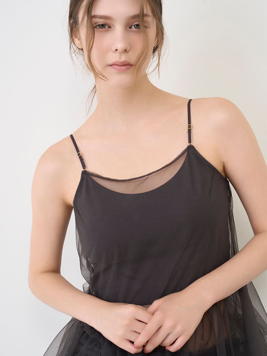 LILY BROWN Lingerie「【LILY BROWN Lingerie】カップ付フリルチュールキャミ」|キャミソール|